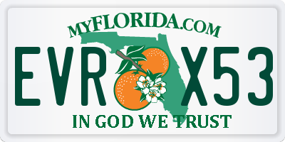 FL license plate EVRX53