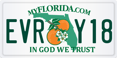 FL license plate EVRY18