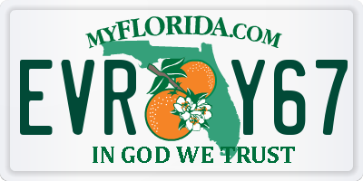FL license plate EVRY67