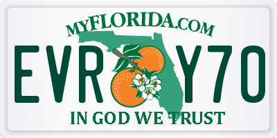 FL license plate EVRY70