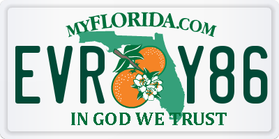 FL license plate EVRY86