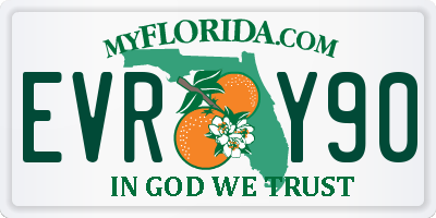 FL license plate EVRY90