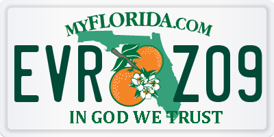 FL license plate EVRZ09