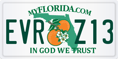 FL license plate EVRZ13