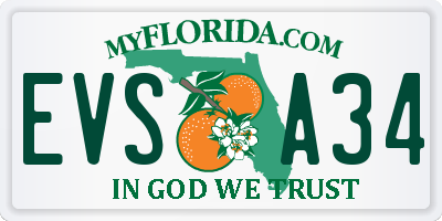 FL license plate EVSA34