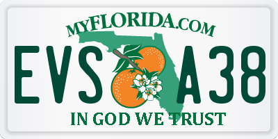 FL license plate EVSA38