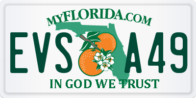 FL license plate EVSA49