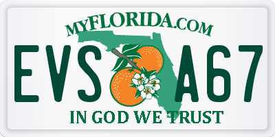 FL license plate EVSA67