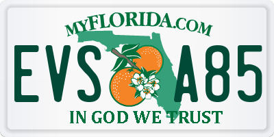 FL license plate EVSA85