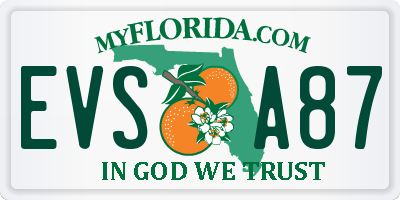 FL license plate EVSA87