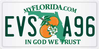FL license plate EVSA96