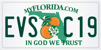 FL license plate EVSC19