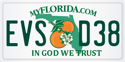 FL license plate EVSD38