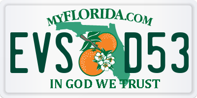 FL license plate EVSD53