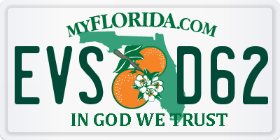 FL license plate EVSD62