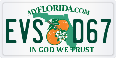 FL license plate EVSD67