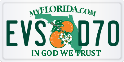 FL license plate EVSD70