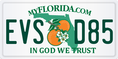 FL license plate EVSD85