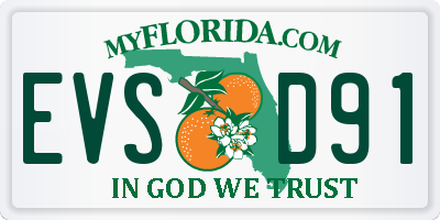FL license plate EVSD91