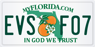FL license plate EVSF07