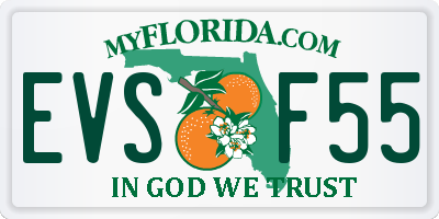 FL license plate EVSF55