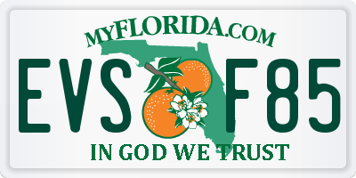 FL license plate EVSF85