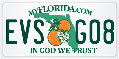 FL license plate EVSG08