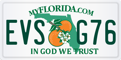 FL license plate EVSG76