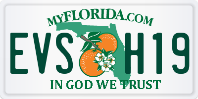 FL license plate EVSH19