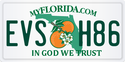 FL license plate EVSH86