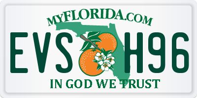 FL license plate EVSH96