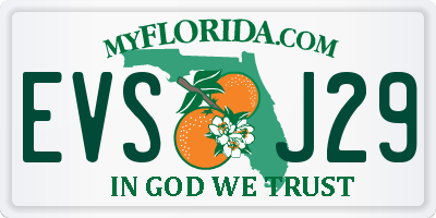 FL license plate EVSJ29