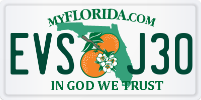 FL license plate EVSJ30