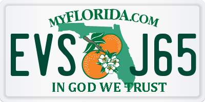 FL license plate EVSJ65