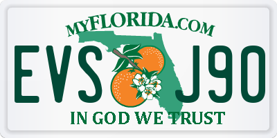 FL license plate EVSJ90