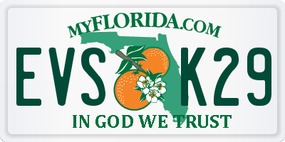 FL license plate EVSK29