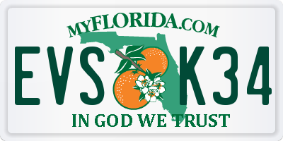 FL license plate EVSK34