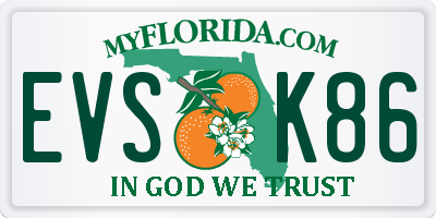 FL license plate EVSK86