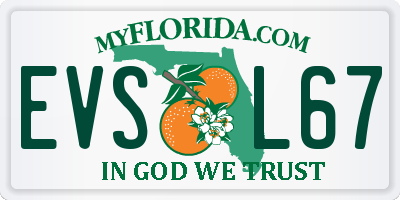 FL license plate EVSL67