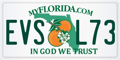 FL license plate EVSL73