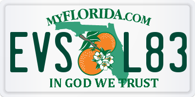 FL license plate EVSL83