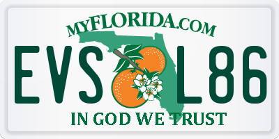 FL license plate EVSL86