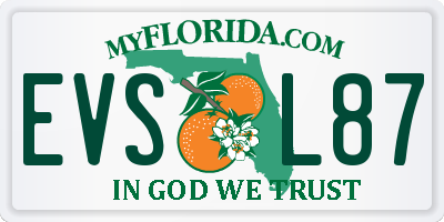 FL license plate EVSL87