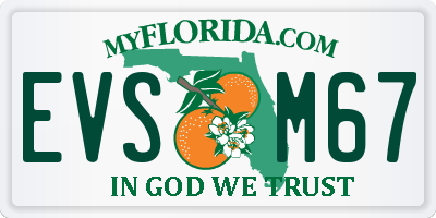 FL license plate EVSM67