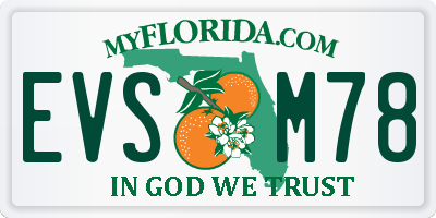 FL license plate EVSM78