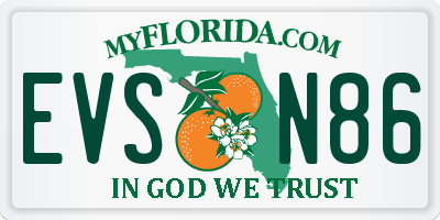 FL license plate EVSN86
