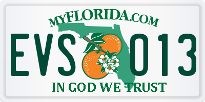 FL license plate EVSO13