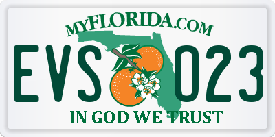 FL license plate EVSO23