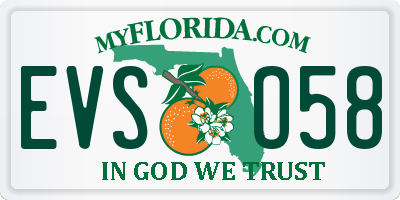 FL license plate EVSO58