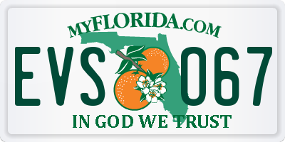 FL license plate EVSO67